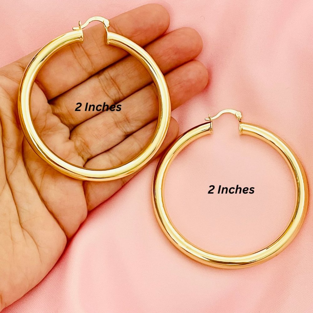 Chunky Gold Hoop Earrings, 18K Gold Filled Earring, Chunky Earrings 2"width